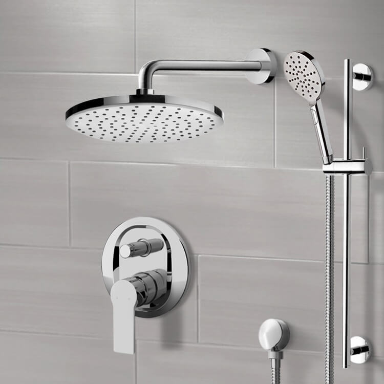 Remer SFR76-8 Chrome Shower Set With 8 Inch Rain Shower Head and Hand Shower